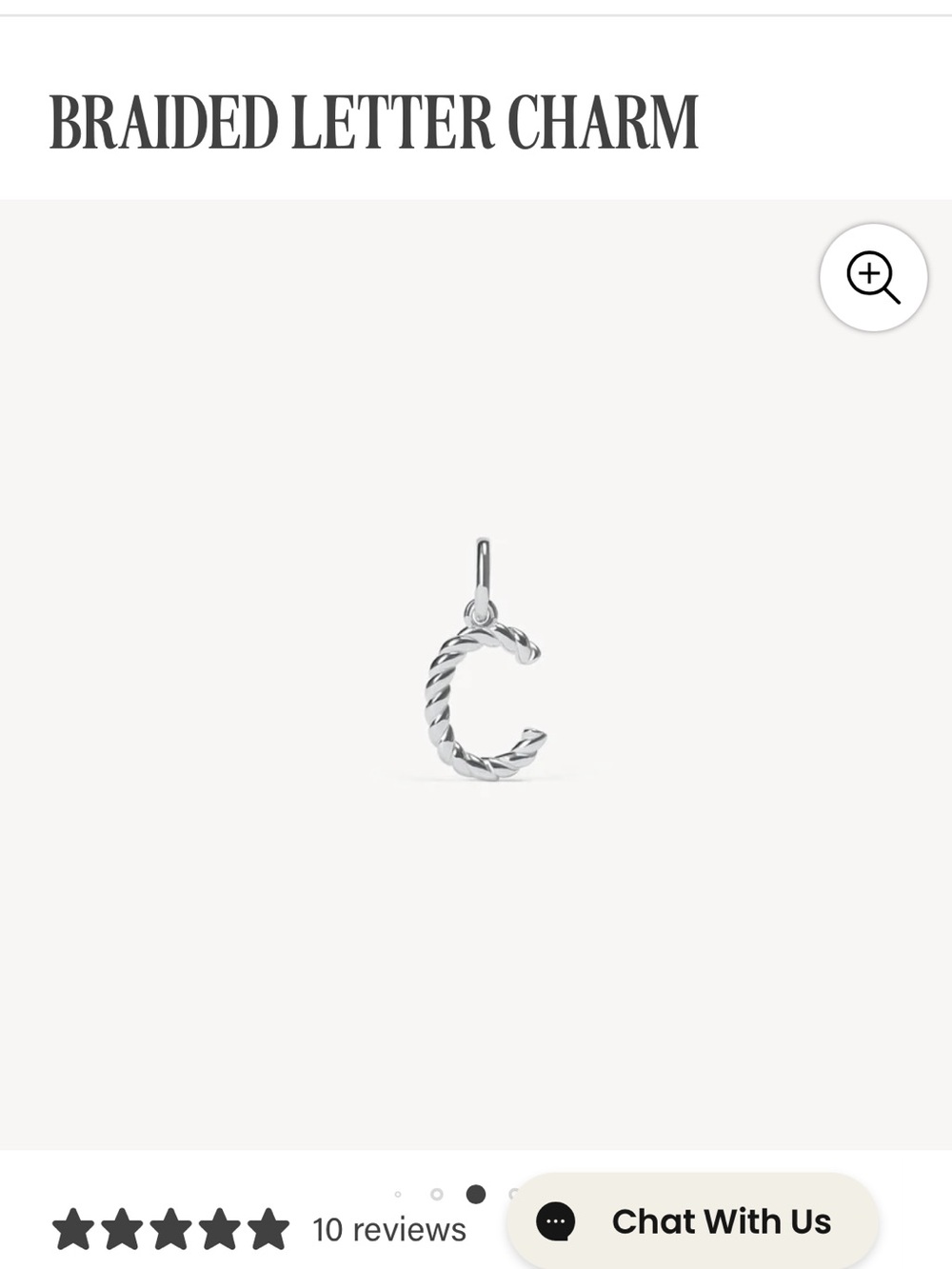 New Hillberg & Berk braided “C” pendant. 925 Sterling silver. Braided design.